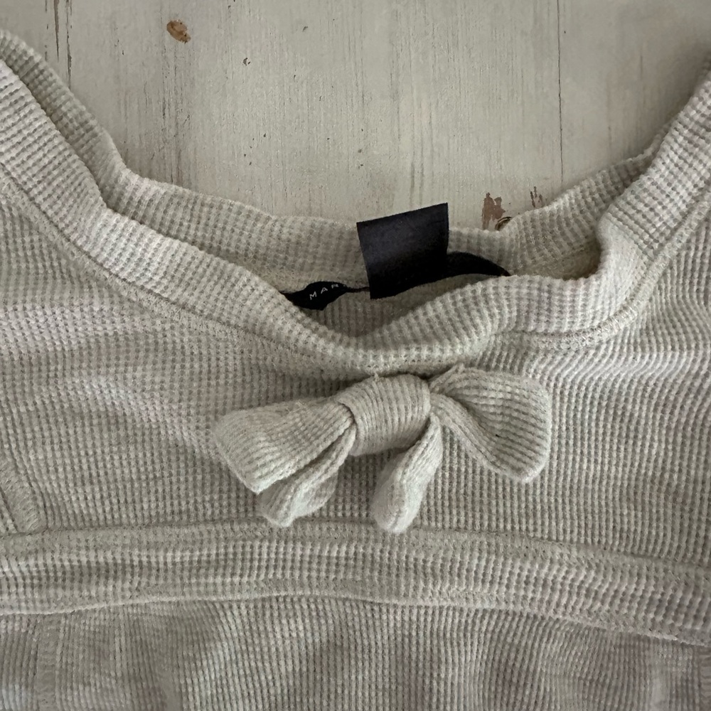 Gray women’s grey shirt Bow Marc Jacob’s size small s waffle super soft vintage - Picture 8 of 9